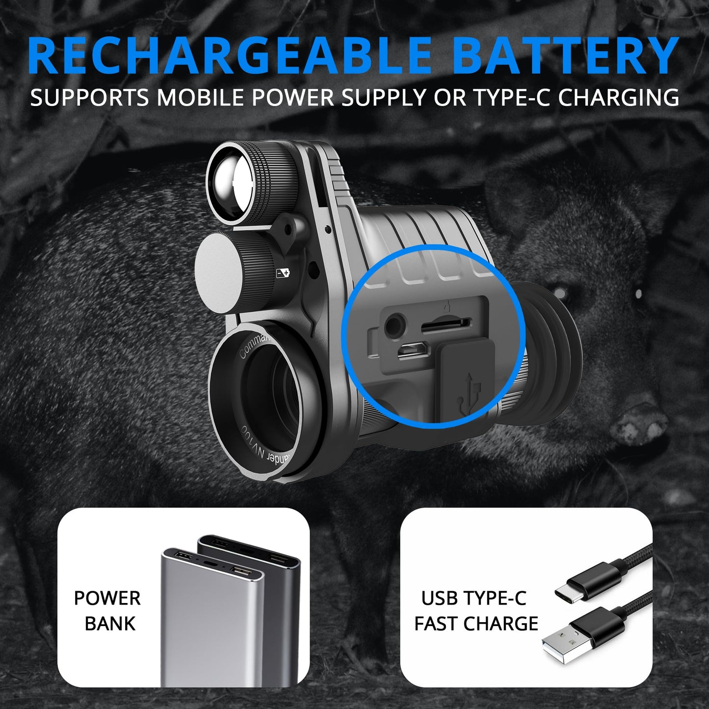 oneleaf.ai Commander NV100 HD Night Vision Goggle - Clip-on Monocular for Hunting, Black, Aluminum