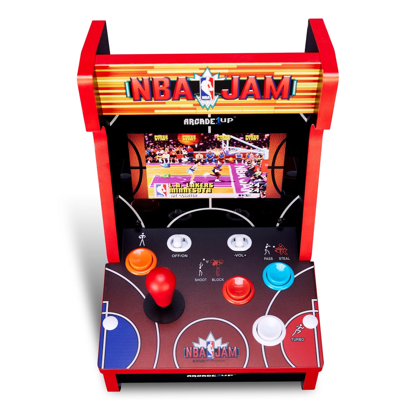 Arcade1Up NBA JAM Countercade Arcade Machine with NBA JAM TE and NBA Hang Time, 7" LCD Screen, Light-Up Marquee and Real-Feel Arcade Controls