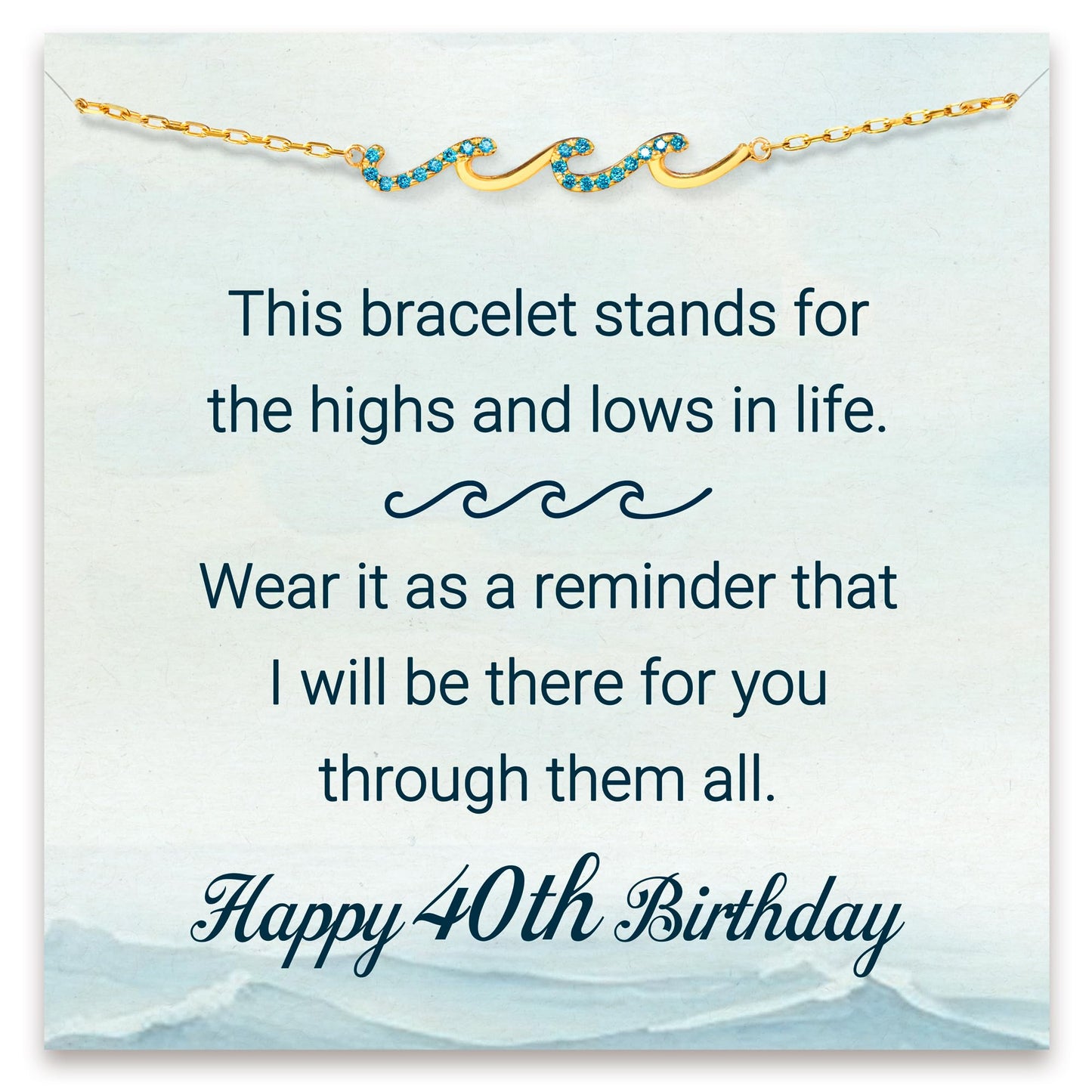 STORYJEWELLERY 40th Birthday Gifts For Women, Wave Bracelet, Happy Birthday Gifts for 40 Year Old Women, Cool Presents for Mom Sister Daughter and Friend