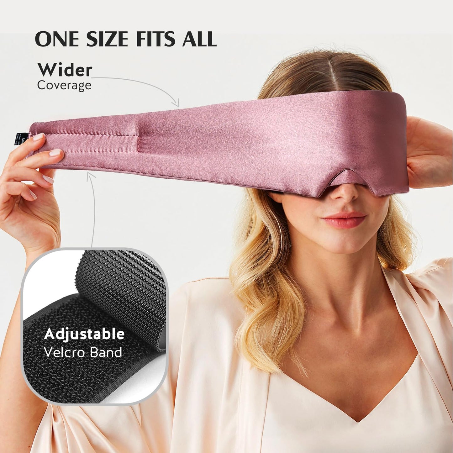YFONG 100% Mulberry Silk Sleep Mask, Total Blackout Silk Eye Mask for Sleeping Women & Men, 22 Momme 6A Grade Pure Silk with Adjustable Band Designed for Side Sleeper Pink