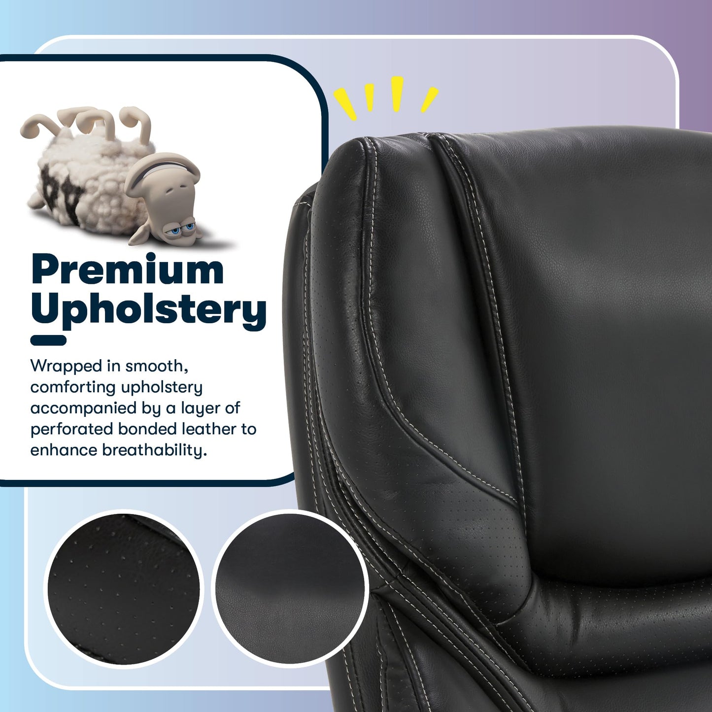 Serta Conway Big and Tall Executive Office Chair - Ergonomic Lumbar Support, Bonded Leather, Padded Armrests, High Back Computer Desk Chair, Black