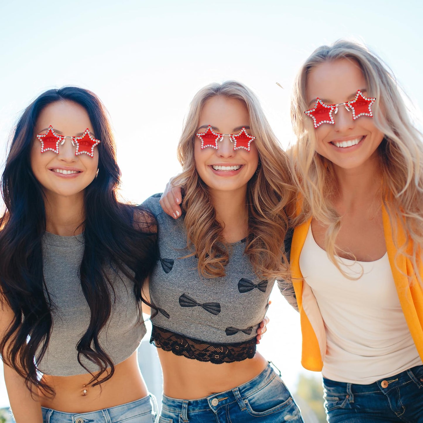Klfoho Rimless Star Shape Sunglasses Fashion Glasses Women Men Party Christmas Cosplay Glasses Pentagram Sunglasses