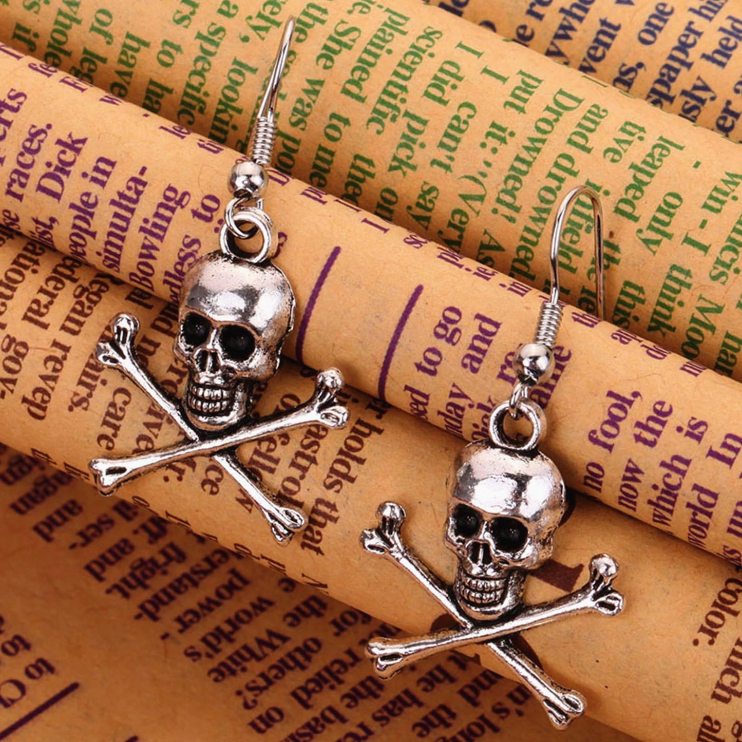 Leprato Skeleton Pirate Earrings Halloween Skull Dangle Earrings Ear Drops Hook Jewelry Gifts for Women