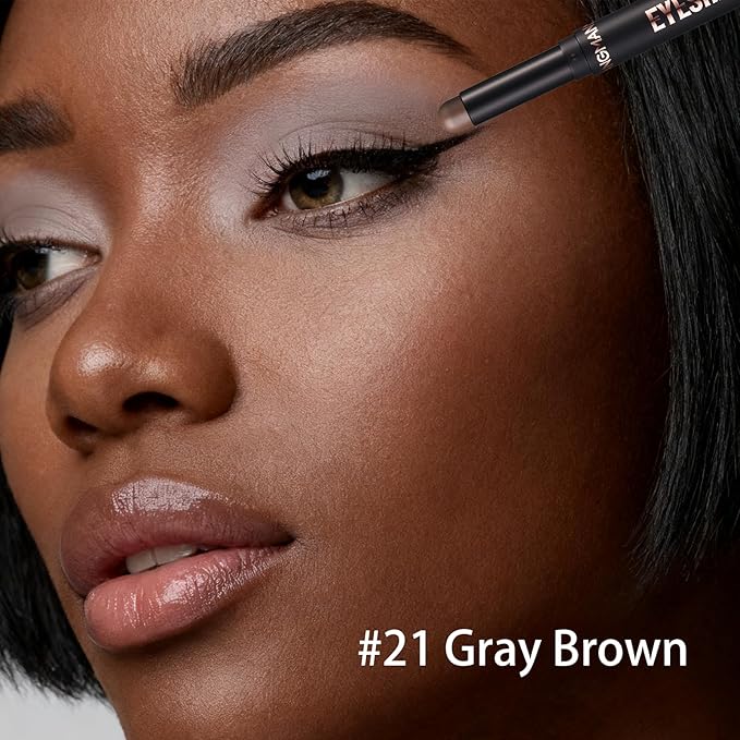 Matte Cream Eyeshadow Stick, Waterproof Eye Shadow Stick, Long-Lasting and Blendable High Pigmented Single Eyeliner Makeup for Women, 21 Gray Brown