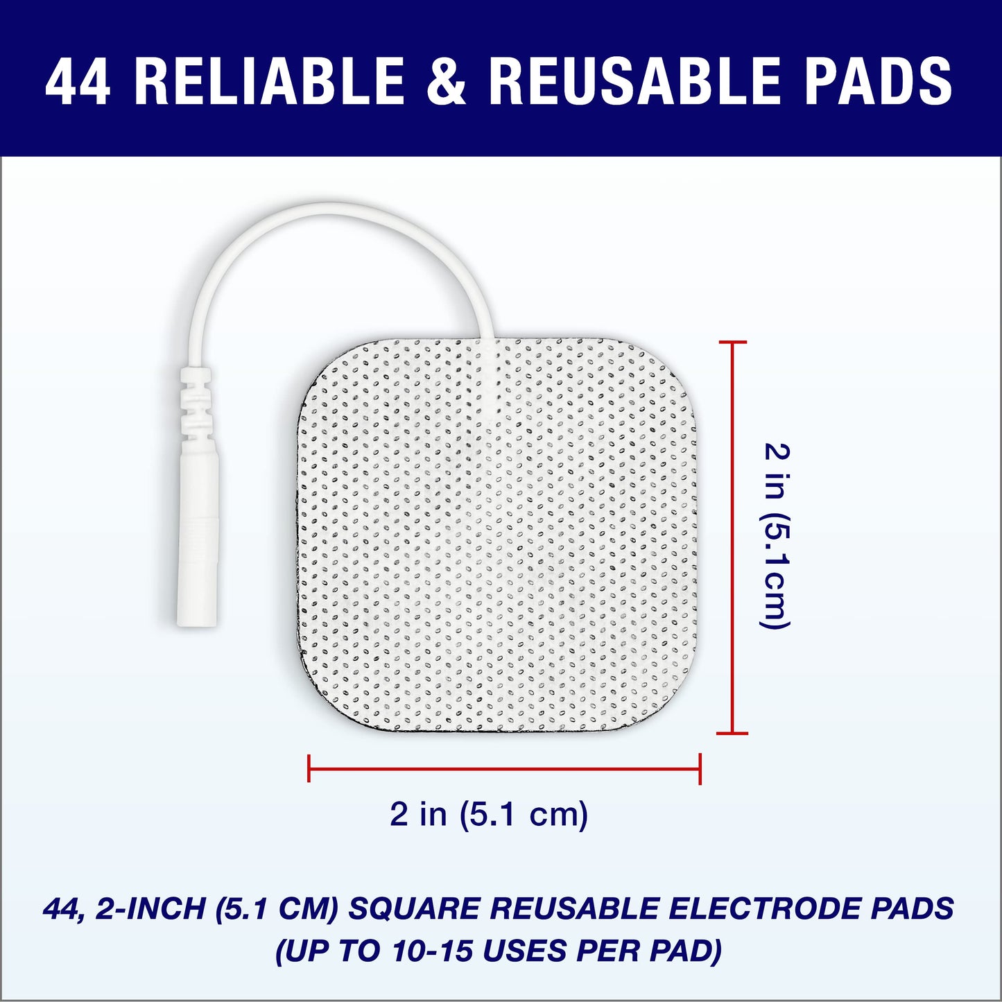 Syrtenty TENS Unit Pads 2x2 44 pcs Reusable Replacement Electrode Patches for Electrotherapy