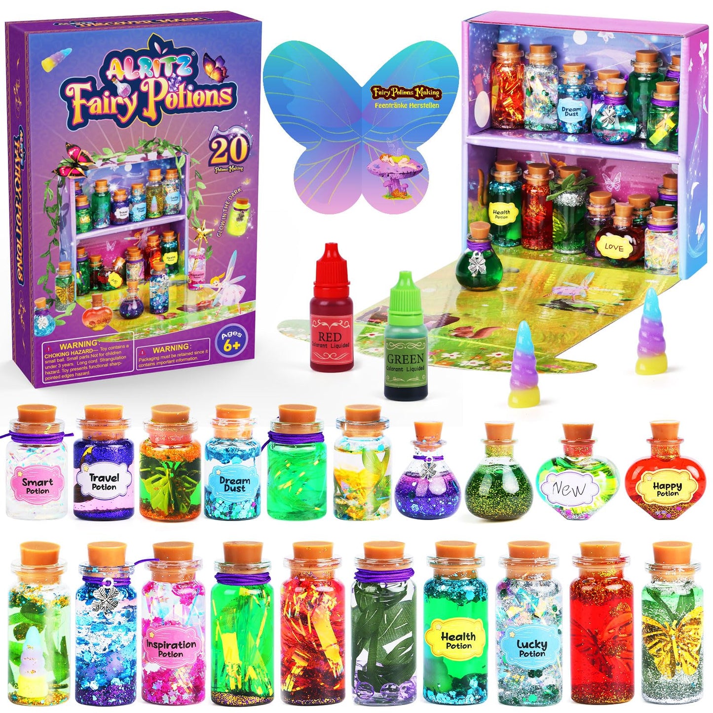 Alritz Fairy Mixies Potion Kits for Kids, 20 Bottles Magic DIY Mixies Potions, Christmas Decorations Families Party Ornaments Creative Crafts Toys Gifts for Girls and Boys Ages 6 7 8 9 10 11+