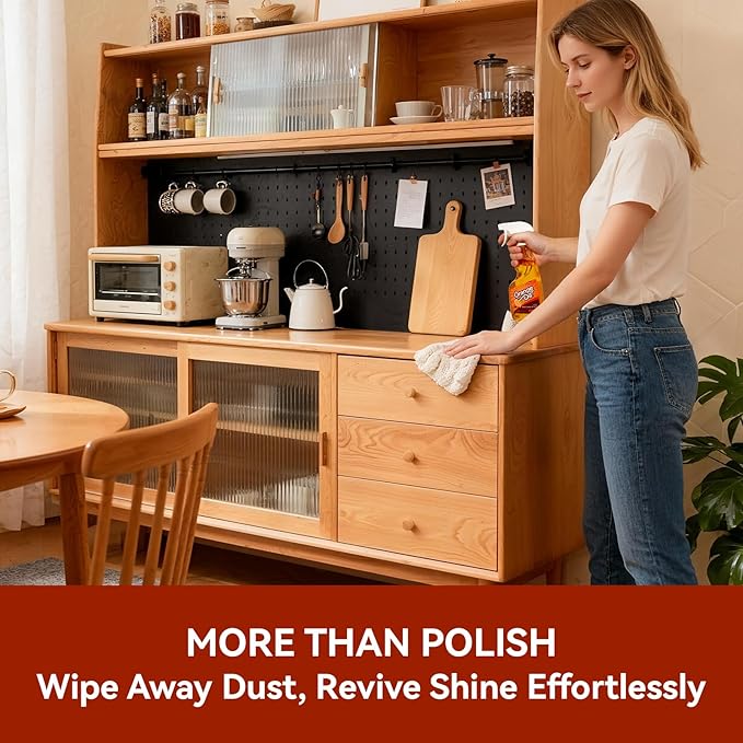 2-in-1 Wood Cleaner Furniture Polish - 2Pack Natural Orange Oil Spray Protect Wood Surface Safely, Enhanced Furniture Restorer Finish Cabinets, Tables, Antique, Floor, 32oz Total