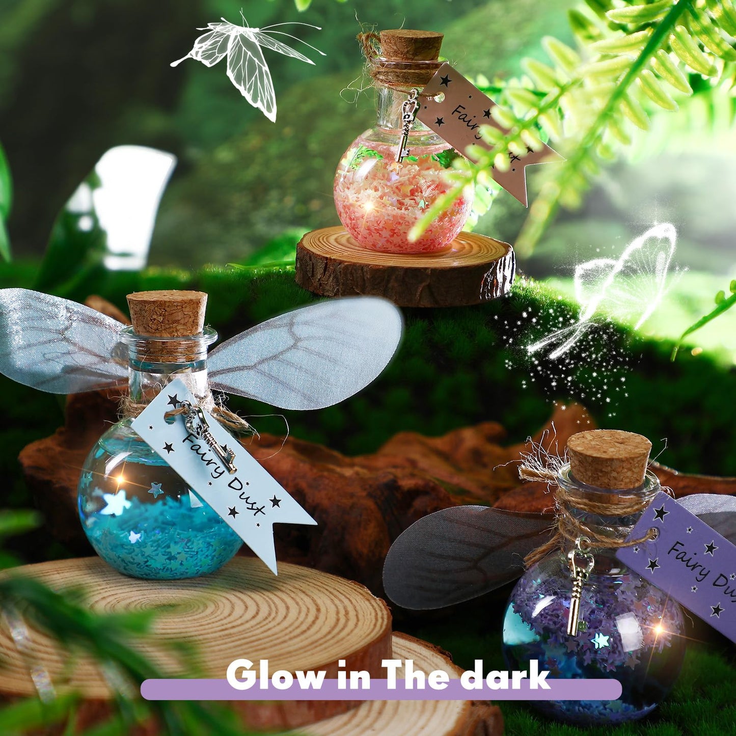 Jinei 262 Pieces Mystery Potion Craft Kit with 36 Magic Witch Potion Bottles Fairy Wing DIY Magic Fairy Bottle Set for Christmas Decorations Birthday Creative Gift Filling Supplies