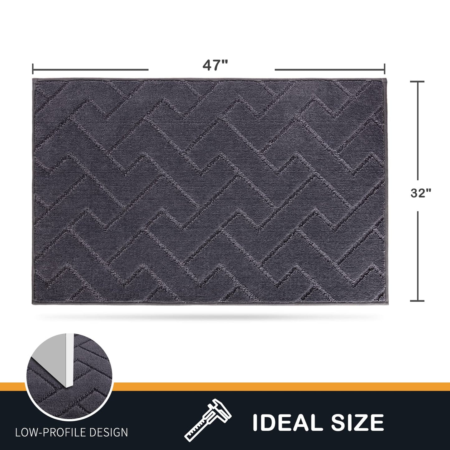 PURRUGS Dirt Trapper Door Mat 32" x 47", Non-Slip Machine Washable Entry Rug, Shoe Scraper, Dog Doormat, Super Absorbent Welcome Mat for Front & Back Door, Muddy Wet Shoes & Paws, Grey