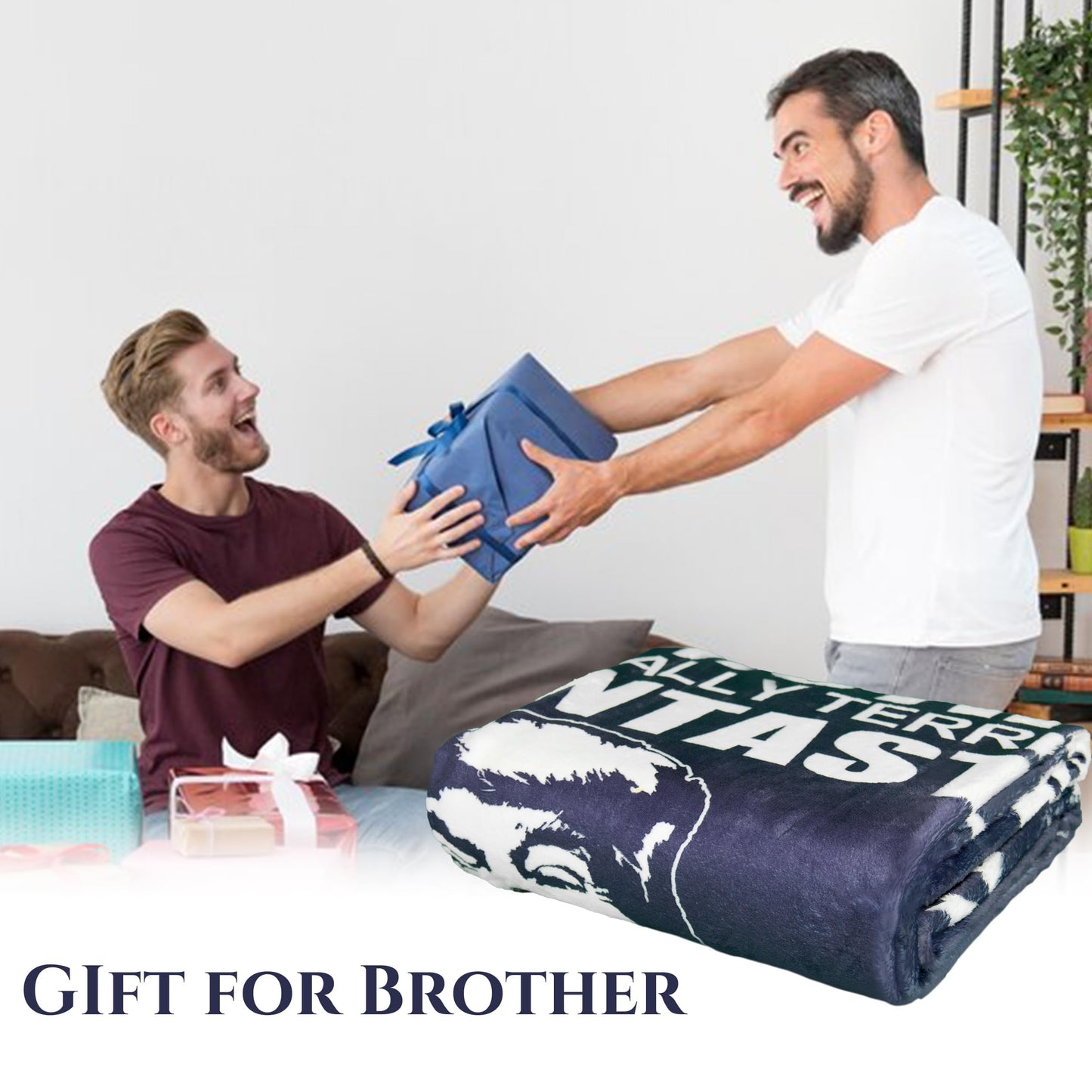 Ebmdsia Gifts for Brother Blanket, Brother Birthday Gifts from Sister, Fathers Day Christmas Birthday Gift for Brothers Adult, Big Brothers Gifts Throw Blanket 60"X50"