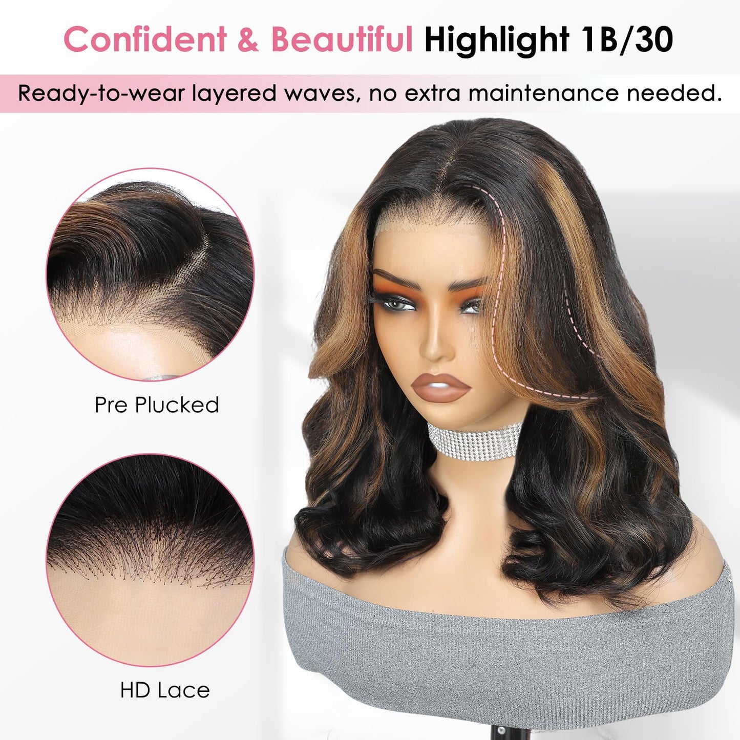 250 Density Curtain Bangs Face-Framing Highlight Bob Wig Human Hair 15A 6x6 Glueless Wigs Human Hair Pre Plucked Pre Cut Bob Loo