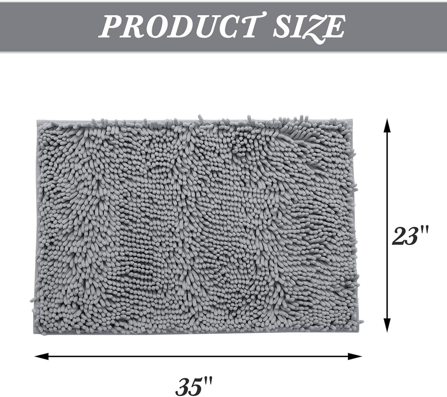 Non-Slip Bath Rug,Extra Soft Microfiber Bedroom Shag Carpet with Anti-Slip Backing,Water/Dust Absorbent Fast Dry Shower Mat,Sound Insulated Stairs Pad,Machine Washable (Dark Grey,23 x 35 Inches)