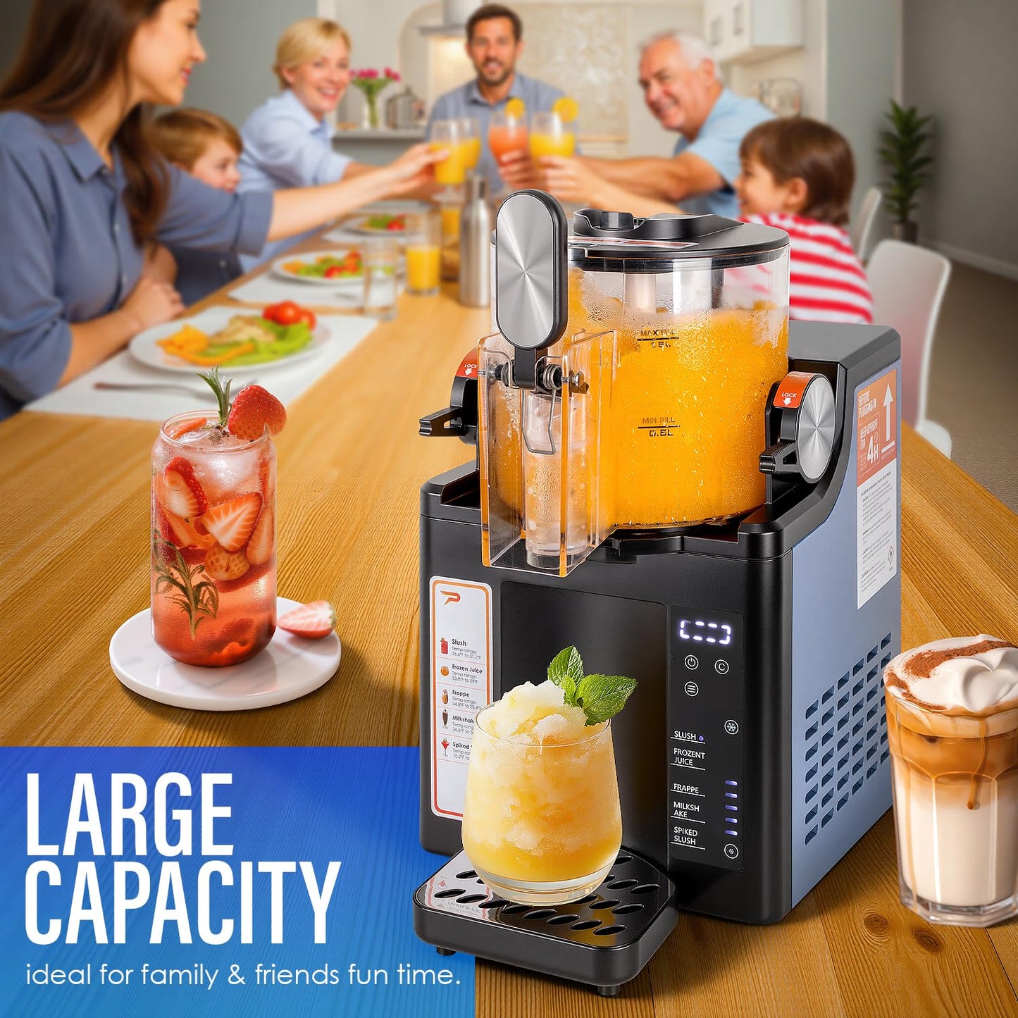 Slushie Machine for Home,No Ice Needed Frozen Drink Maker with 5 Presets Modes,Perfect for Slush,Frozen Juice,Frappe,Milk Shake,Spiked Slush,Adjustable Temperature