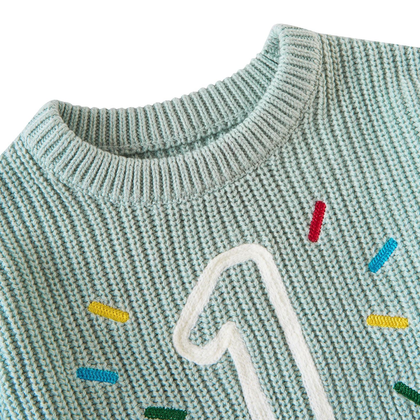 Kids4ever Toddler 1st Year Birthday Gift for 12M Girl Long Sleeve Cute Letter Embroidery Sweater for Baby Boy Winter Green Pullover Clothes for Infant Family Party