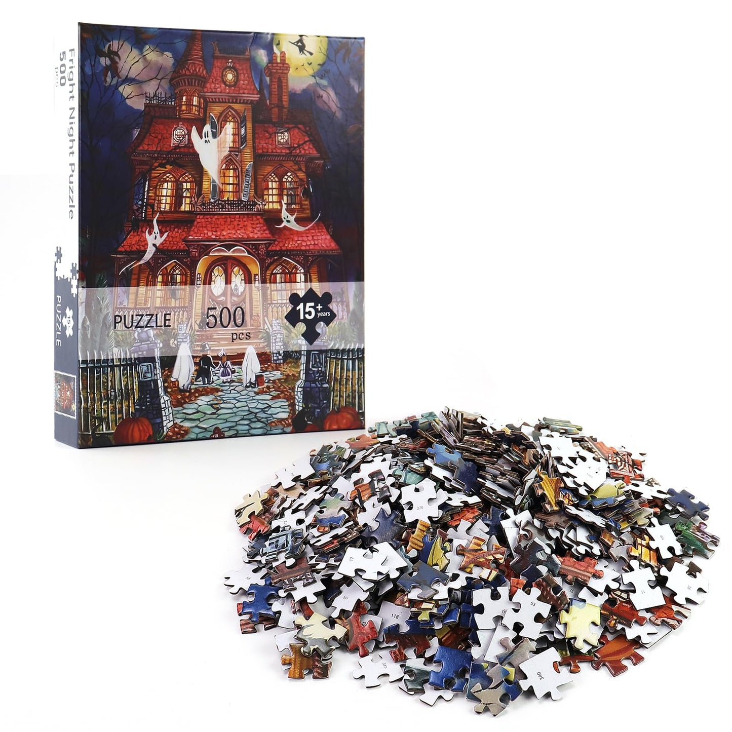 Halloween Fright Night 500 Pieces Jigsaw Puzzles for Adults, Halloween Decoration for Family Party Holiday