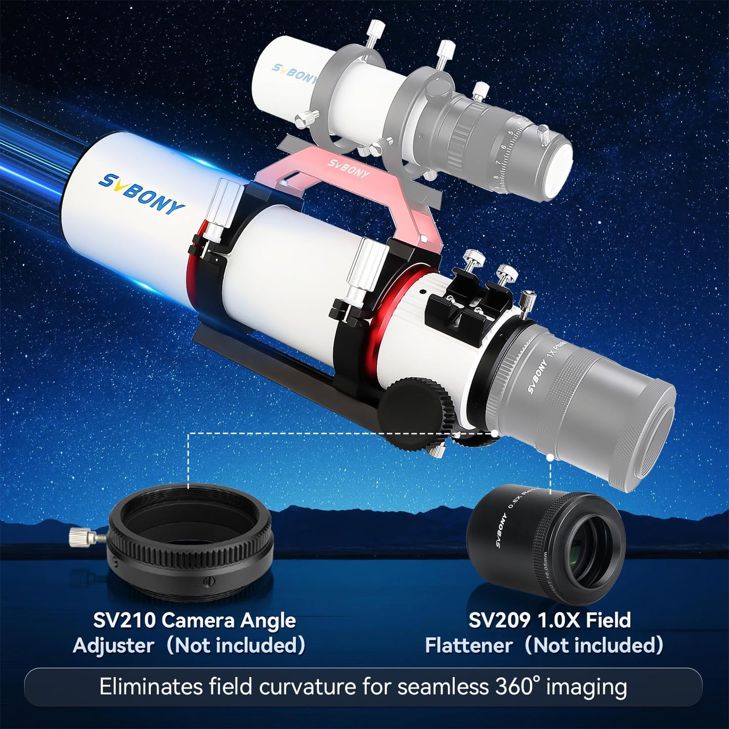 SVBONY SV550 Telescope, 80ED F6 Triplet Apochromatic Refractor OTA, 2.5" Micro-Reduction Rap Focuser, 87mm Back Focus Distance, Telescope for Adults High Powered, for Deep Sky Astrophotography&Visual