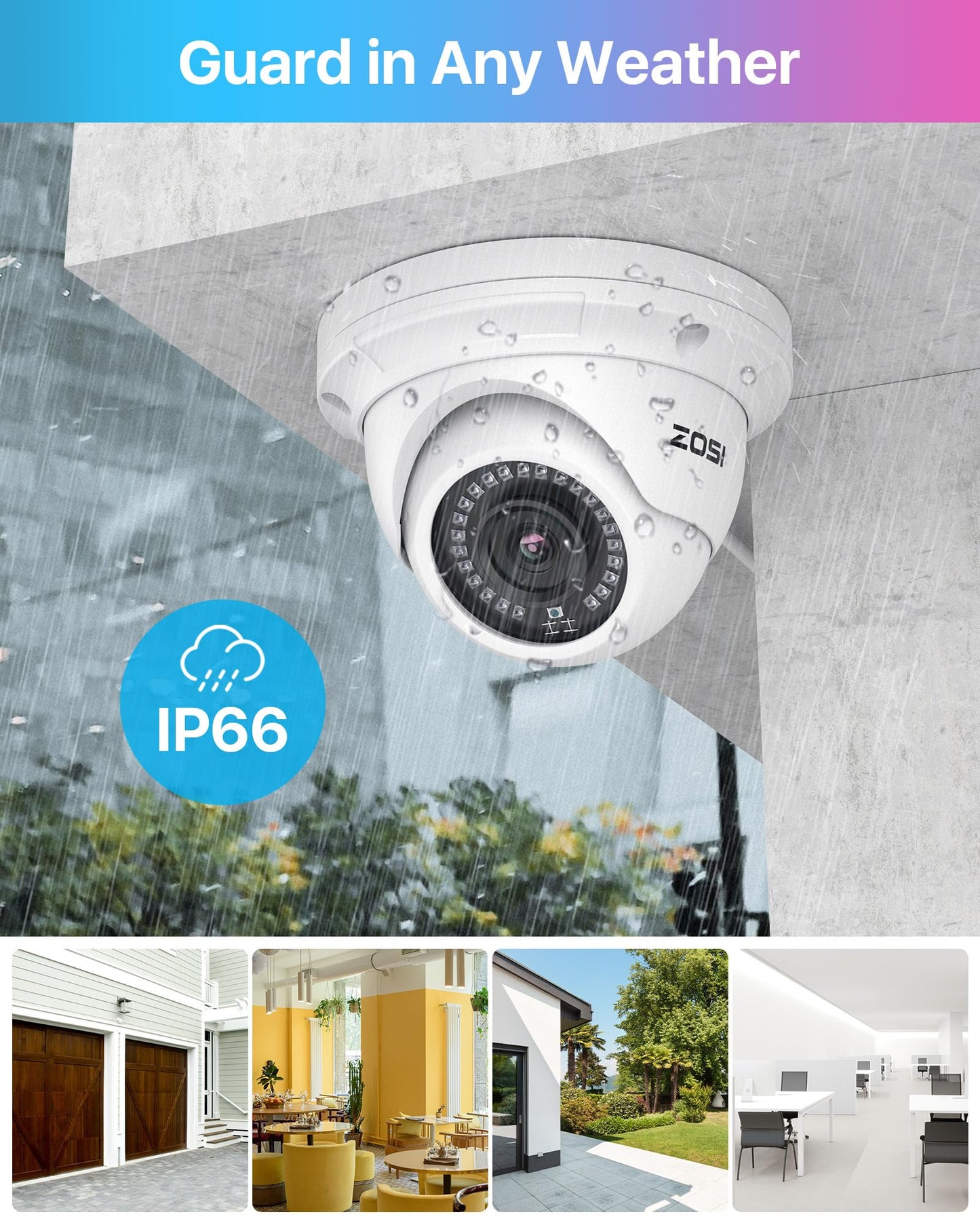 ZOSI 8CH 4K PoE Security Camera System with 2TB Hard Drive,4pcs 3K 5MP Outdoor Indoor PoE IP Dome Cameras,Night Vision,Motion Alert,Remote Access,8 Ports 16CH 8MP NVR Recorder for Home 24/7 Recording