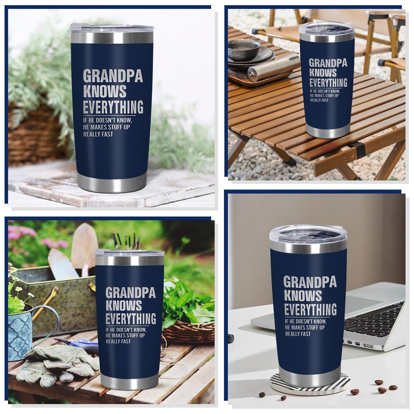 AXIARA Grandpa Gifts from Grandkids - Stainless Steel Insulated Coffee Tumbler with Lid 20 oz - Grandpa Father's Day Gift from Grandkids, Fathers Day Birthday Gifts for Men, Funny Tumbler for Men