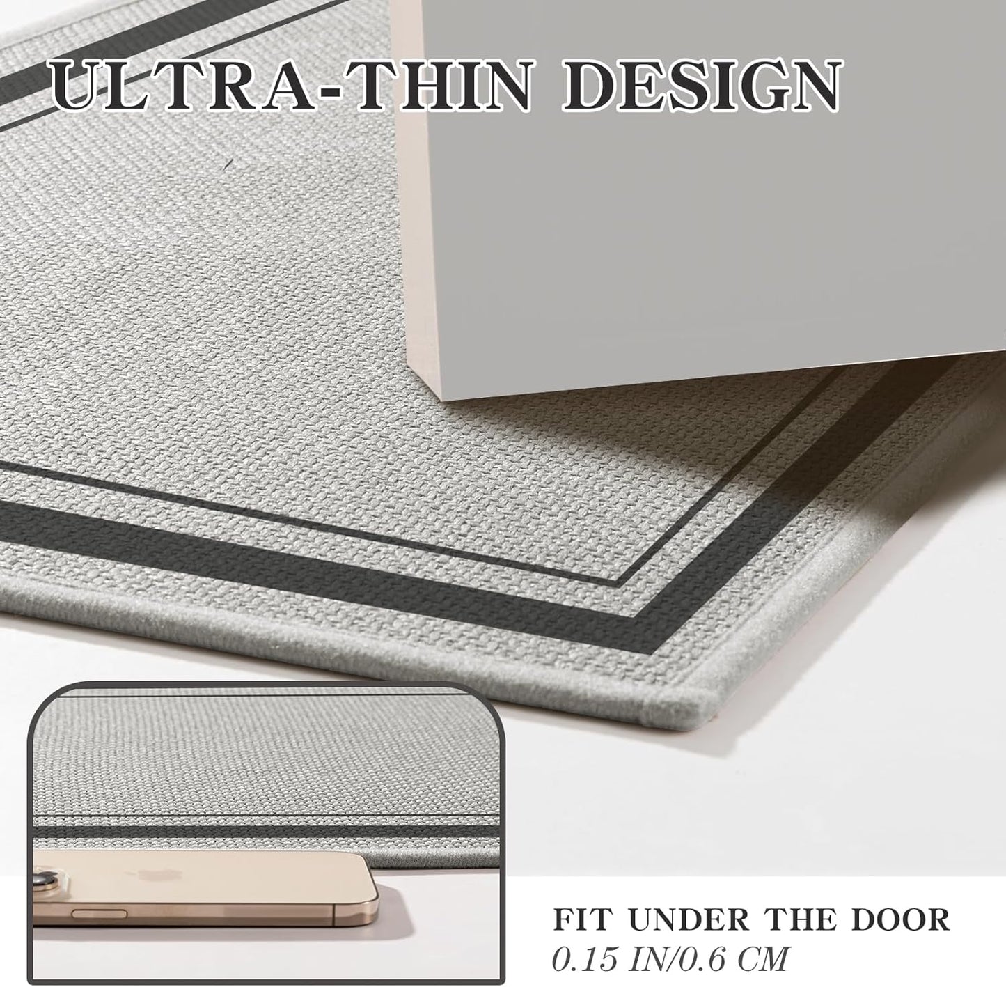 chakme Bathroom Rugs Mat 36x24, Ultra Thin Non Slip Bath Mat Large Quick Dry Absorbent Bath Mat for Bathroom Floor, (Dark Grey, 36"x24")