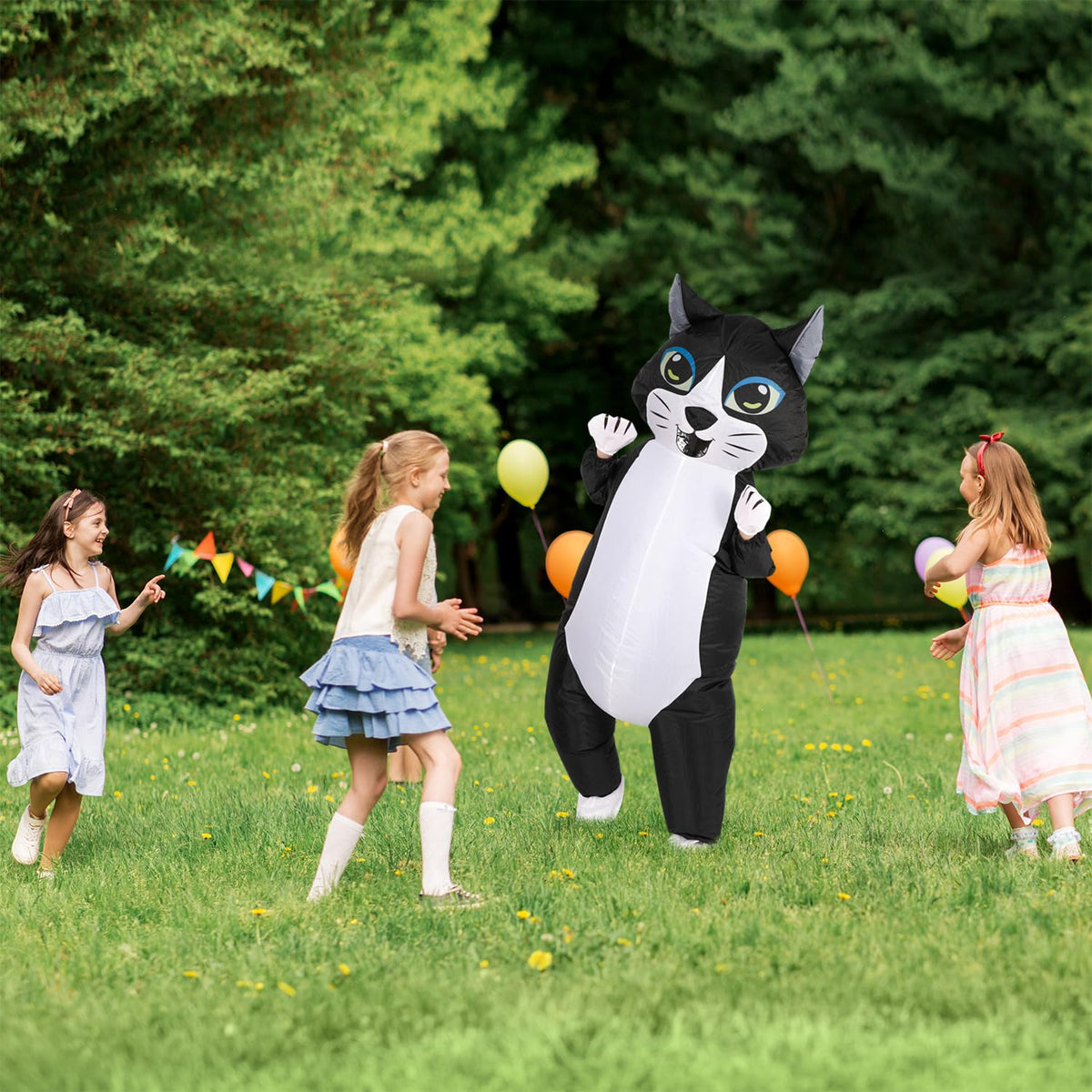 M MH ZONE Halloween Inflatable Costume for Adults Cat Costume Blow-Up Party with Battery-Powered Fan, Full-Body Funny Cosplay Suit for Halloween, Christmas, Carnival