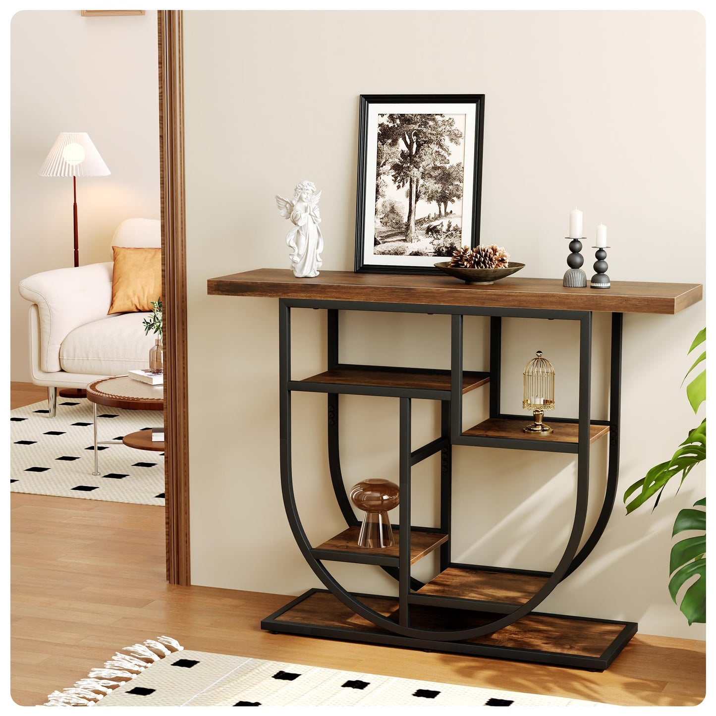 Modern Console Table for Entryway with Storage: 41.3 Inch Wood Sofa Tables for Living Room - Narrow Farmhouse Accent Desk for Home Decor