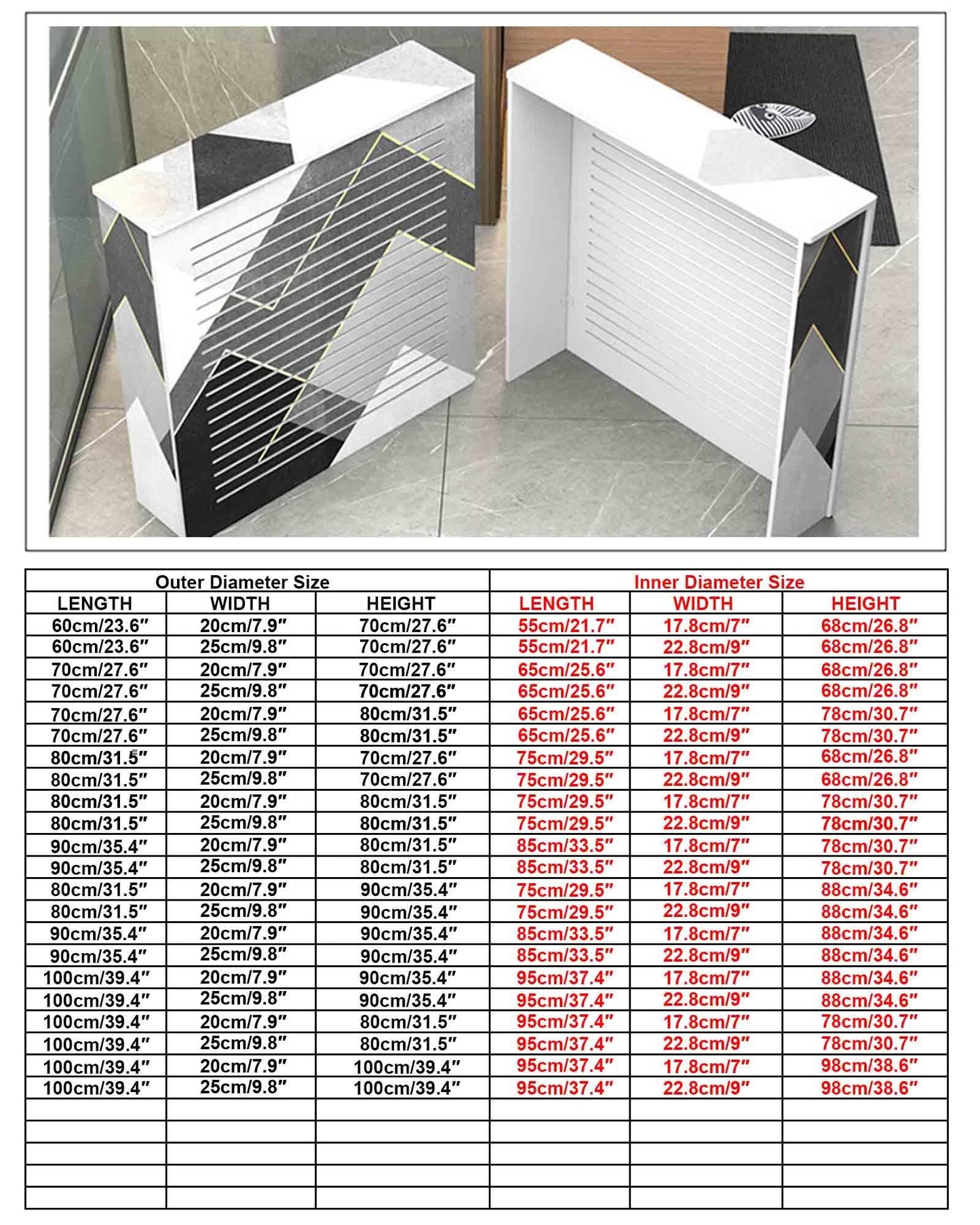 Elegant Radiator Covers For Home, Radiator Shelf Wooden Heater Covers For Radiators, Household Appliance Heating Accessories Cabinet Shelf Heating Covers For Living Room, Hallway(23.6"Lx7.9"Wx27.6"H)