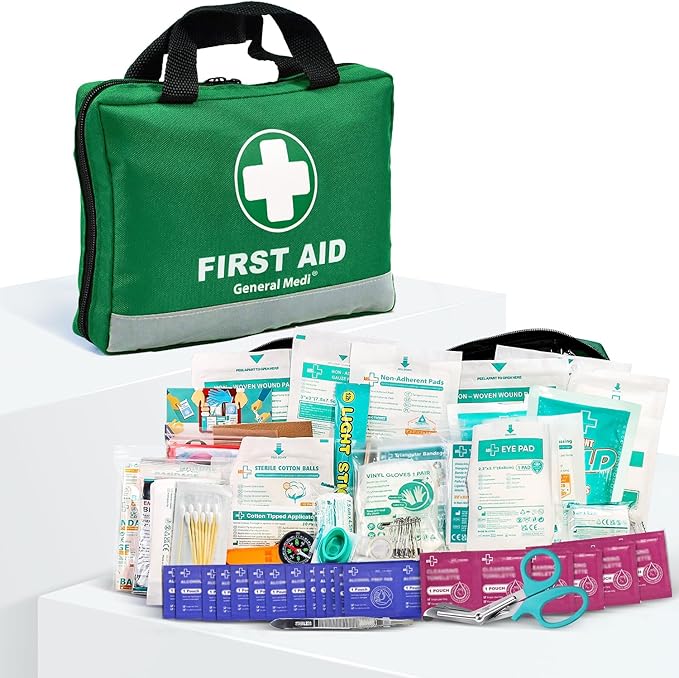 General Medi 210 Piece First Aid Kit- Emergency Kit - Reflective Design - Includes Ice(Cold) Pack, Moleskin Pad and Emerge...