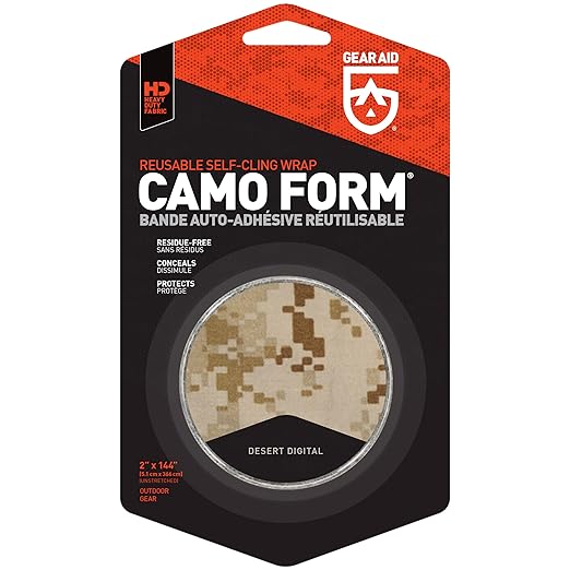 GEAR AID Camo Form Self-Cling and Reusable Fabric Camouflage Wrap, Adds Grip and Shield Hands from Hot or Cold Surfaces to...