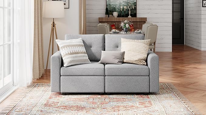 LINSY HOME Modular Sectional Sofa Oversized, Removable Cover Living Room Couches with Storage Deep Seat & Ottoman Chaise L/U Shaped Sofa Modern Furniture Couch (Grey, 2 Seats)