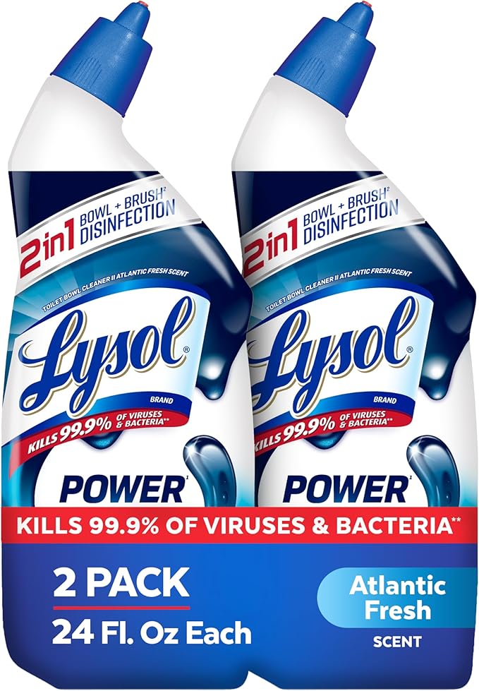 Lysol Toilet Bowl Cleaner, Max Strength Bathroom Cleaning Supplies, Toilet Bowl Cleaner Clinging Gel, Home Essential, Inst...