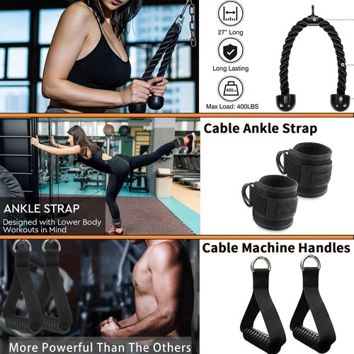 WNOEY Solid Cable Machine Attachment, Cable Attachments for Gym, Gym Cable Attachments, Cable Machine Attachments Set
