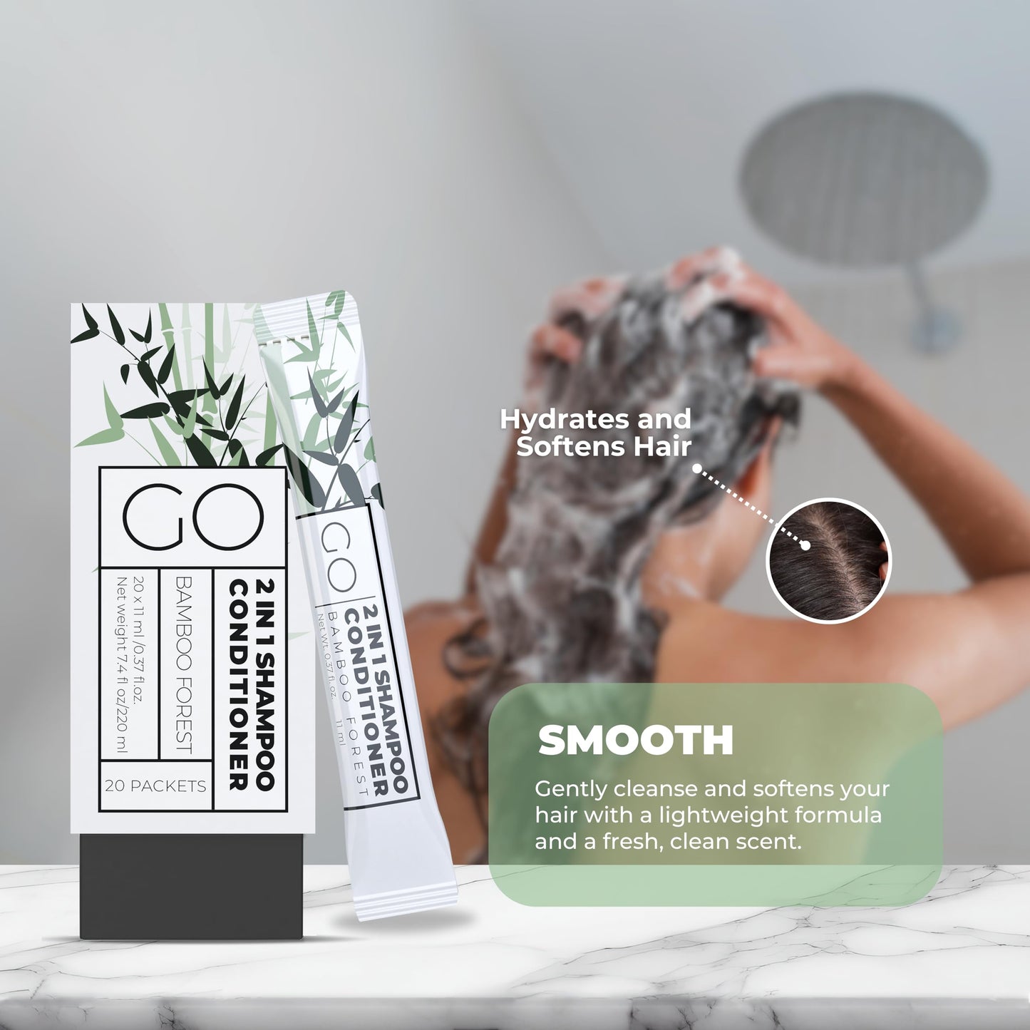 GO Essentials Travel Size Shampoo and Conditioner Set of 800 - 2 in 1 Single Use Travel Shampoo and Conditioner (Sulfate Free) -