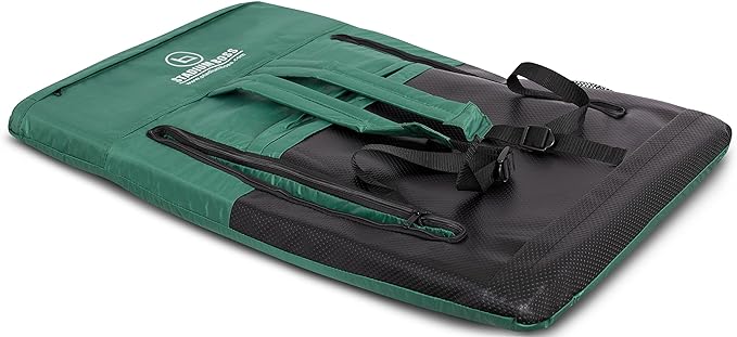 Stadium Boss Recliner Stadium Seat for Bleachers, Benches, Lawns, Backyard, Camping & Beach – Padded Sport Chair, Cushion Backs & Armrest – 6 Reclining Positions – Portable Carry Straps – Dark Green