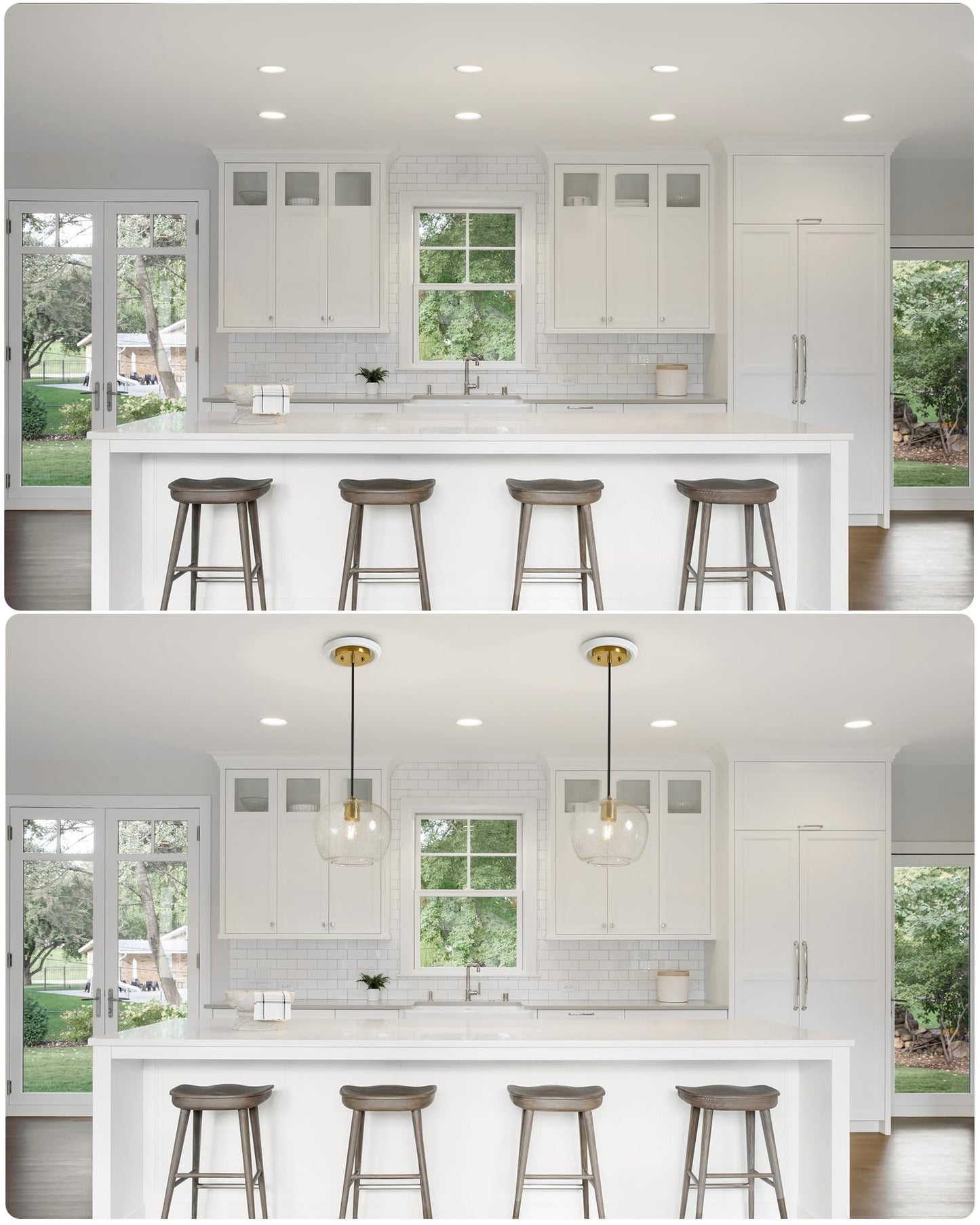 Luvkczc 2-Pack Recessed Can Light Conversion Kit for 5" and 6" Ceiling Fixtures - Pendant/Hanging Light Upgrade, Includes E26 Socket, Mounting Bracket, Round Ceiling Plate（White）