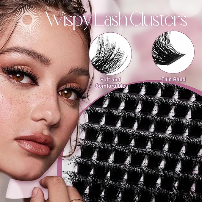 FADLASH Lash Extension Kit 200D Lash Cluster Kit DIY Eyelash Extension Kit with Lash Bond and Seal Lash Tweezers Natural Cluster Lashes Kit Individual Lashes 3D Effect (KIT, 200D-3D-07D-12-18mm)