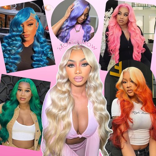 Muspluto 613 13x4 Lace Front Wig Human Hair Blonde Body Wave Lace Frontal Wigs Pre Plucked Blonde Wig Human Hair 200 Density 613 HD Lace Front Wigs 613 Human Hair Wig (24 Inch)