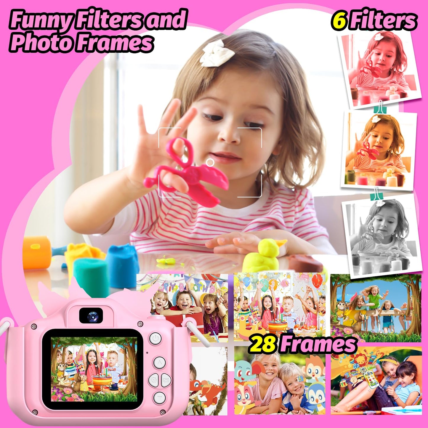 Upgrade Kids Camera for Boys Girls, Toddler Digital Selfie Camera with Cute Protective Cover and 32G SD Card, Christmas Birthday Gifts Toys for 3 4 5 6 7 8 9 10 11 12 Years Old Little Girls and Boys