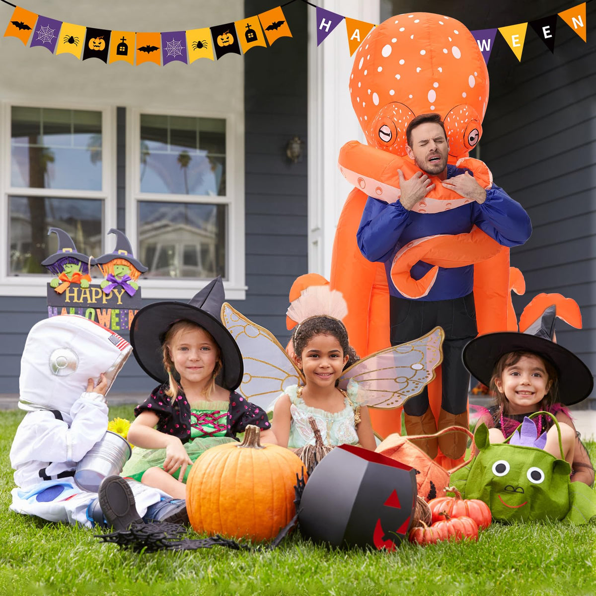 Searhmomo Inflatable Octopus Costume for Adult,Halloween Blow Up Octopus Costume,Funny Animal Inflatable Costume for Men Women Cosplay Party