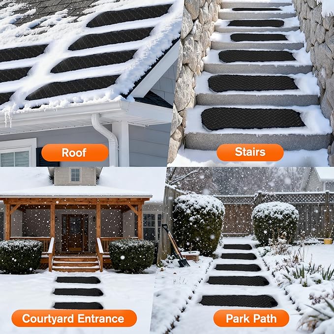 20 Inch x 60 Inch Heated Snow Melting Mat Outdoor, Anti-Slip Heated Walkway Mat with 9.84 Feet Long Power Cord, Waterproof Ice Melting Mat for Doorway Stair Step Path Roof