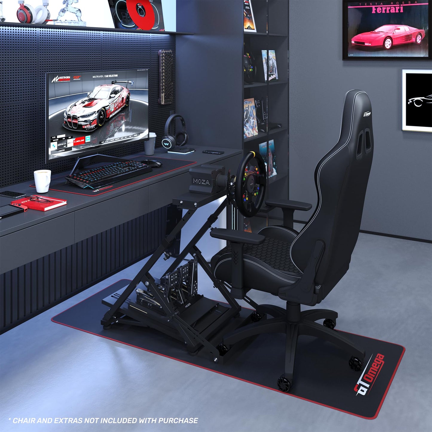 GT OMEGA PRO Wheel Stand - Compatible with Logitech G29, G920, & G923, Thrustmaster T300, T500 TX, & TH8A, and Fanatec, Foldable Sim Racing Wheel Stand