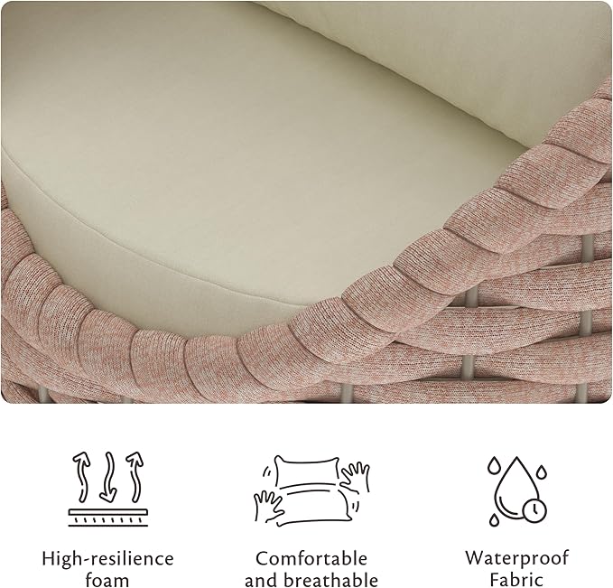 ercimi Outdoor 4 PCS Patio Conversation Set, All-Weather Wicker Patio Couch Sofa with Waterproof Thick Cushion Coffee Table for Porch, Balcony Mocha