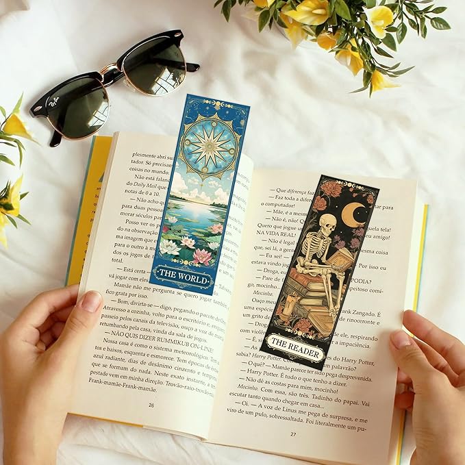 60 Pcs Tarot Fantasy Bookmarks, Dark Romance Book Marks for Reading Women Book Lovers, Witchy Aesthetic Page Marker Clips for Gothic Romance Novel or Bookish Gifts