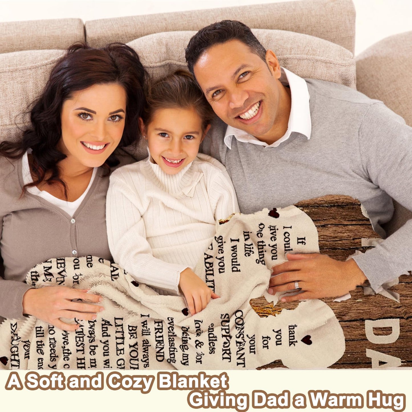 to Dad Gifts Throw Blanket - Unique Ultra-Soft Skin-Friendly Warm Blanket Gift for Fathers Day, Birthday, Christmas, Thanksgiving Present Idea from Daughter, A Meaningful Bed Sofa Throws for Daddy