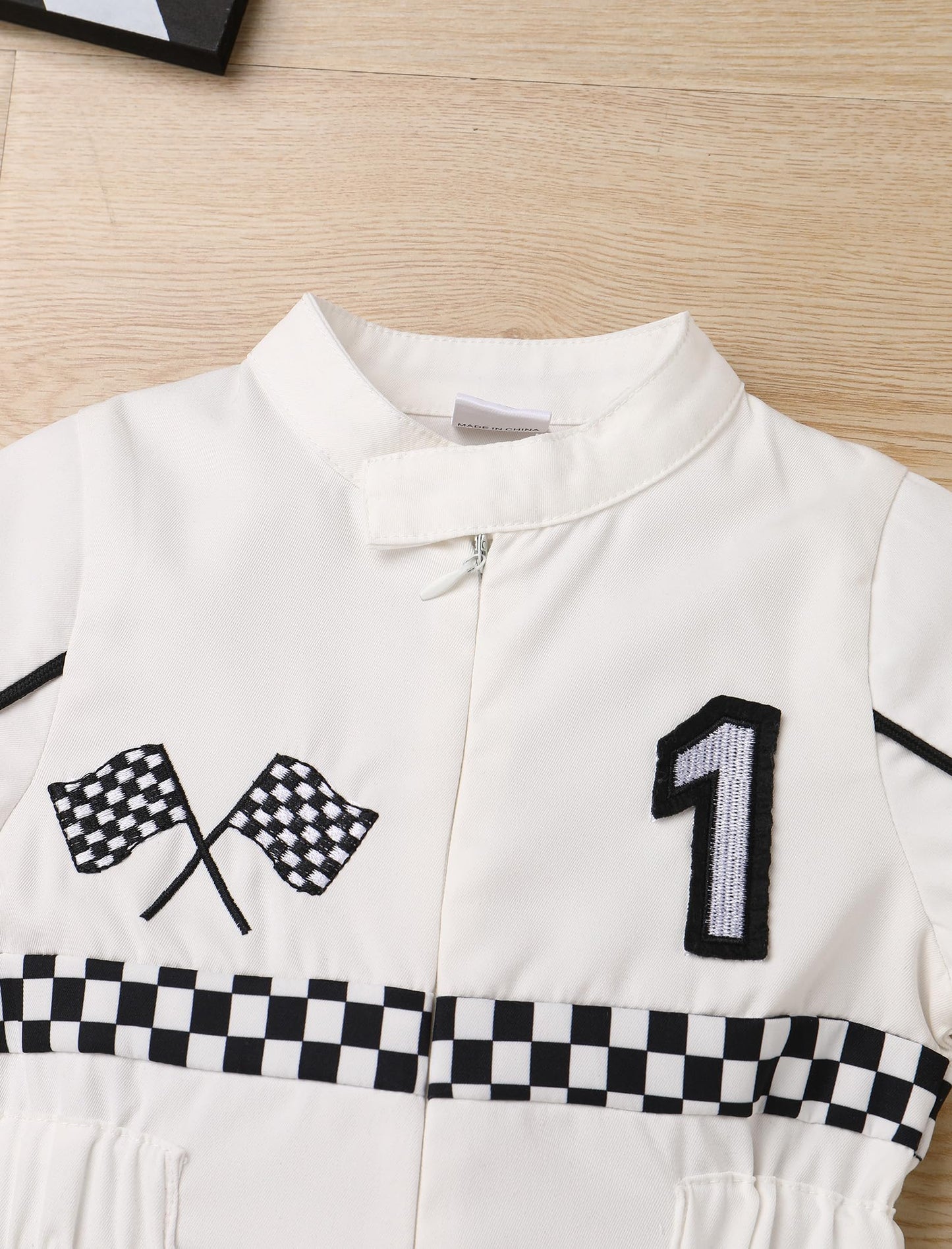 IBTOM CASTLE First Birthday Race Car Driver Outfit Boys Girls Fast One Birthday Cake Smash Photoshoot Clothes Short Sleeve Racer Romper One Year Old Birthday Party Decoration White-1 9-12 Months