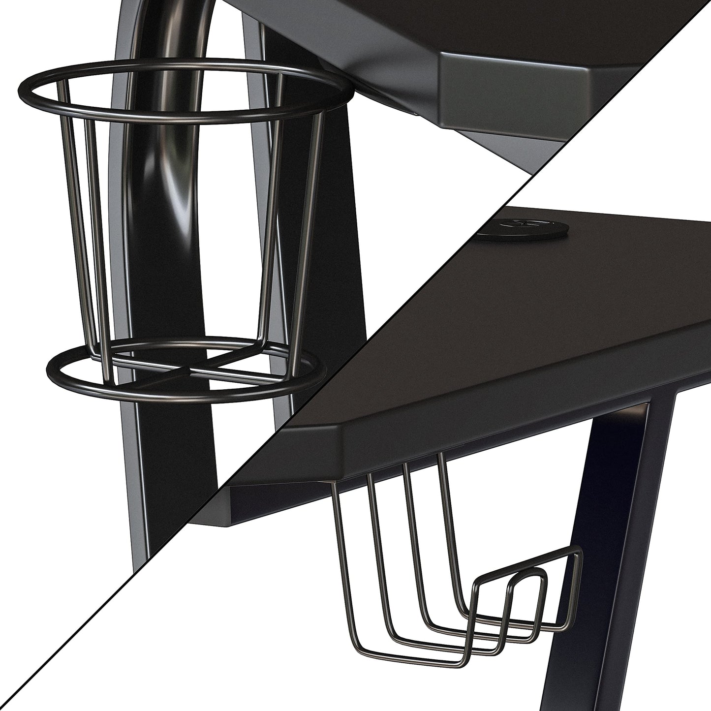 Flash Furniture Fisher Gaming Desk - Black Ergonomic Computer Desk - 51.5" Gamers Table with Cup Holder and Headphone Hook