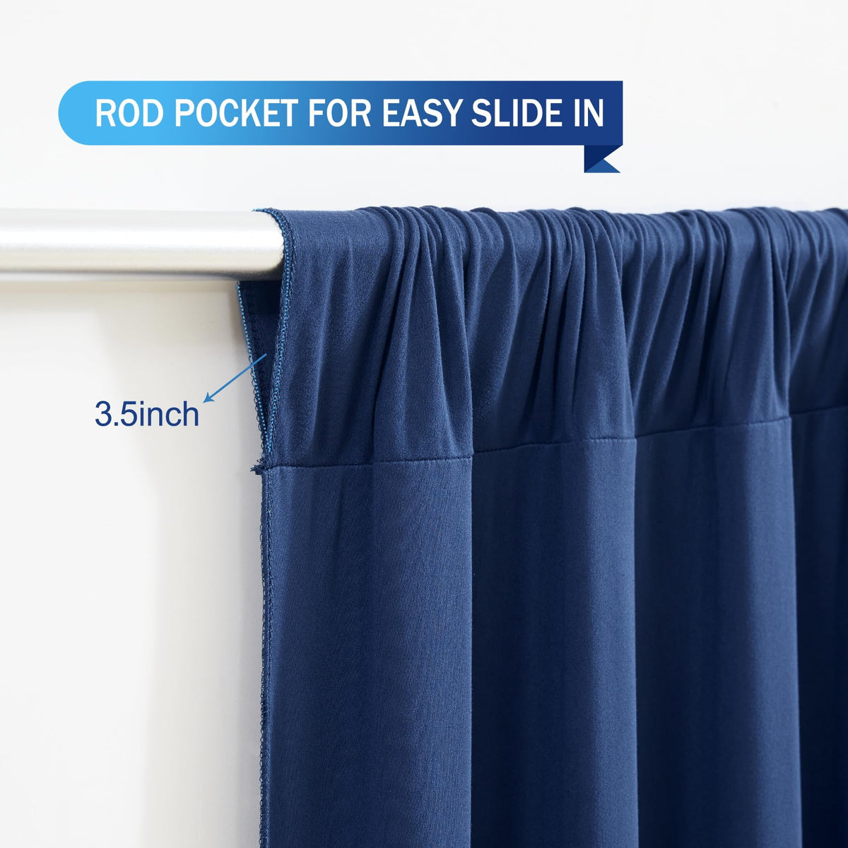 Wish Care Navy Blue Backdrop Curtains-Wrinkle-Free Polyester Photography Drapes Party Curtain Background for Baby Shower Wedding Decorations- 8 X10FT (Navy Blue)