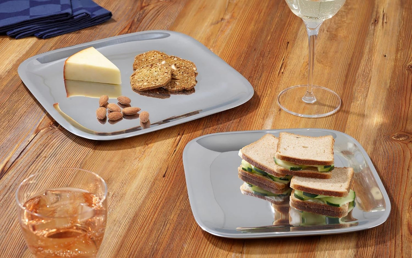 nambe Square Platter | Oven Safe Dishes for Serving Food Party Entertaining | 9-Inch Serving Tray for Steak, Appetizers, Salad, and Turkey | Made of Metal Alloy