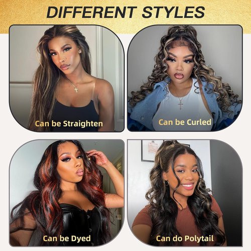 Honey Blonde Bundles Human Hair Highlighted Black and Blonde Bundles Body Wave Balayage Colored 12A 100% Brazilian Virgin Remy Human Hair 1b/27 Ombre Loose Wavy Sew In Weave 10 12 14 Inch