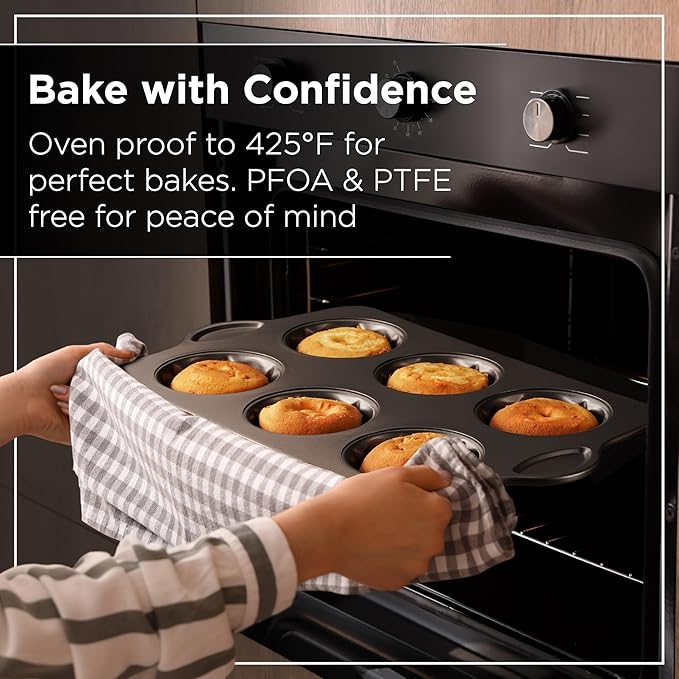 Wrenbury Set of 2 Nonstick Mini Buntz Cake Pan Non Stick for Baking - 6 Cup Bundlette Fluted Cake Tin for Small Cakes - PFOA Free and Dishwasher Safe - 3.75” Cup Width