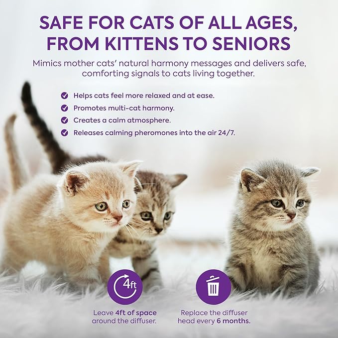 TopSum Cat Pheromones Calming Diffuser: Cat Calming Diffuser for Natural and Gental Behavior – Helps Reduce Scratching Peeing Meowing Hiding Urine Marking Aggression